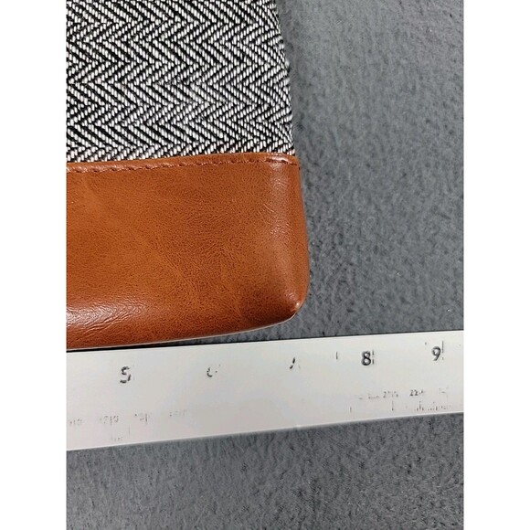 Funky Monkey Wristlet  Zippered Pouch Gray Herringbone Brown Tassel City Lined - Picture 4 of 10